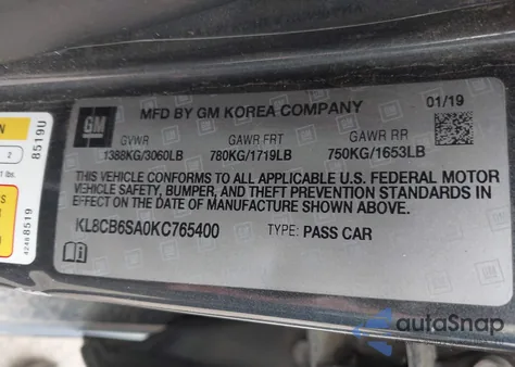 2019 Chevrolet Spark Ls Cvt from USA, damaged, VIN KL8CB6SA0KC765400